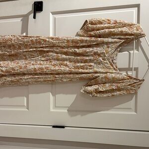 Billabong Floral Midi Dress in Cream and Orange